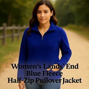 Lands' End Royal Blue Fleece Half-Zip Pullover